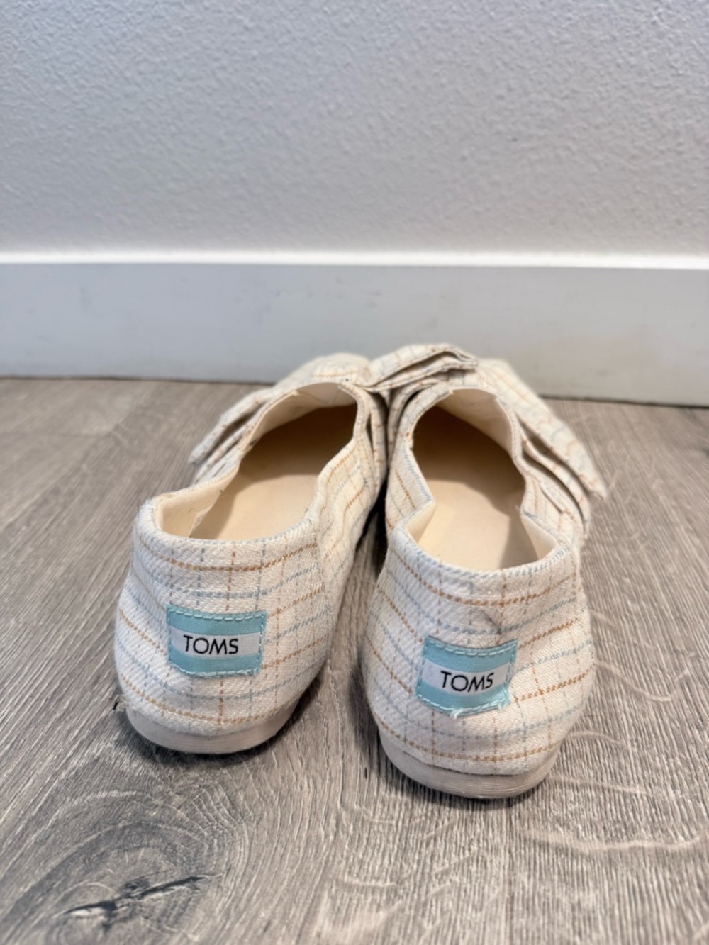 TOMS Cream Plaid Knot-Front Slip-Ons - Picture 4 of 7